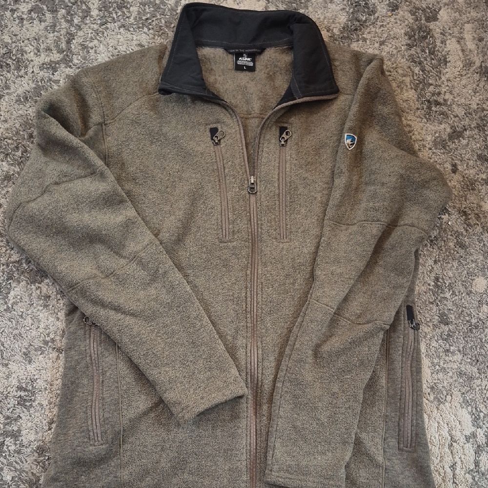 KUHL Brand Olive Green Full-Zip Men's Fleece Jacket